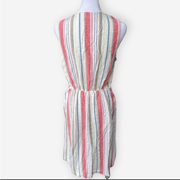 Old Navy Sleeveless Striped Linen Blend Colorful V-Neck Midi Tank Dress. XS. NEW - Picture 3 of 9